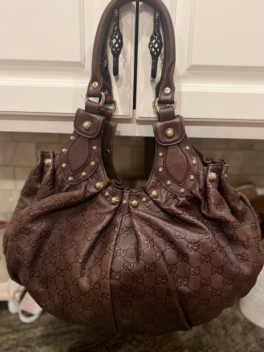 Gucci Pelham Guccissima Studded Leather Hobo Bag